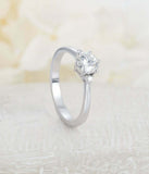 0.75ct Round Cut Diamond Engagement Ring Solitaire Trilogy 14k White Gold Finish