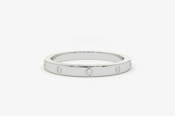 0.5ct Wedding Ring Band Round Cut Diamond Classic Design 14k White Gold Finish