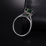 0.8ct Round Cut Green Emerald Engagement Ring 14k White Gold Finish Solitaire