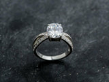 1.6ct Engagement Ring Oval Cut Diamond Split Shank 14k White Gold Finish