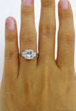 5Ct Cushion Cut Trilogy Engagement Ring 14K White Gold Finish Trapezoid Accents