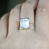 4ct Emerald Cut Diamond Engagement Ring Solitaire Promise 14k White Gold Finish