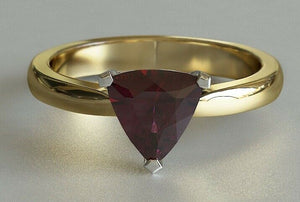 1ct Trillion Cut Pink Ruby Engagement Ring Classic Solitaire 14k YellowGold Over