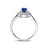 2ct Engagement Ring Oval Cut Blue Sapphire Hollow Heart Halo 14k White Gold Over