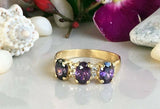 2ct Engagement Ring Oval Purple Amethyst Stylish Stackable 14k Yellow Gold Over