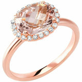 2ct Oval Cut Peach Morganite Engagement Ring Halo Solitaire 14k Rose Gold Finish