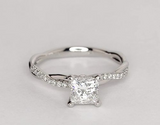 2Ct Princess Diamond Twist Shank Solitaire Engagement Ring 14K White Gold Finish