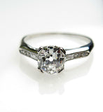 1Ct Round Diamond Petite Solitaire Vintage Engagement Ring 14K White Gold Finish