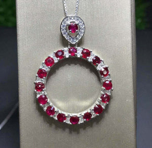 2ct Pink Ruby Round Cut Open Circular Pendant 14k White Gold Finish NO CHAIN