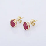 1ct Stud Earrings Oval Cut Pink Ruby Dual Prong Solitaire 14k Yellow Gold Finish