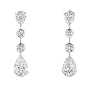 4ct Pear Round Cut VVS1D Diamond Tear Drop Woman Earrings 14k White Gold Finish