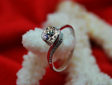 1ct Round Cut Diamond Engagement Ring 14k White Gold Over Swirl Accent Solitaire