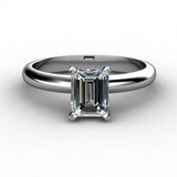 1ct Emerald Cut Diamond Classic Solitaire Engagement Ring Women 14k Gold Finish