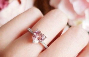 2.5ct Heart Cut Peach Morganite Engagement Ring 14k White Gold Over Heart Shaped