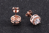 1.2ct Round Cut VVS1D Diamond Halo Solitaire Stud Earrings 14k Rose Gold Finish