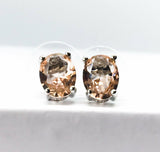 1.5Ct Oval Cut Peach Morganite Solitaire Stud Earring Women 14K White Gold Over