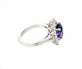 2ct Oval Cut Blue Sapphire Engagement Ring Diamond Halo 14k White Gold Finish