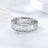 6Ct Emerald Cut Diamond Cocktail Iced Eternity Wedding Band 14K White Gold Over