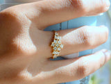 3ct Engagement Ring Princess Cut Diamond Cluster Design 14k Yellow Gold Finish