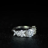 4Ct Round Diamond Elegant Solitaire Ring 14K White Gold Finish Marquise Accents