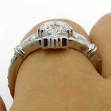 2.5ct Heart Cut Diamond Solitaire Engagement Claddagh Ring 14K White Gold Finish