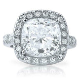 4.3ct Cushion Cut Diamond Engagement Ring Halo Statement 14k White Gold Finish