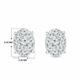 2Ct Round Cut Diamond Oval Shape Cluster Stud Earrings 14K White Gold Finish