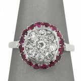 3Ct Round Cut Diamond Ruby Halo Vintage Engagement Ring 14K White Gold Finish