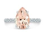 2ct Pear Cut Morganite Engagement Ring 14k White Gold Over Solitaire with Accent