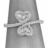 3Ct Baguette Cut Diamond Heart Design ByPass Engagement Ring 14K White Gold Over