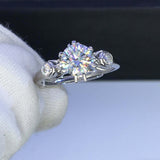 1.6ct Round Cut Diamond Engagement Ring Trilogy Stylish 14k White Gold Finish