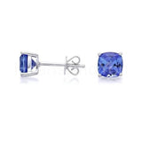 0.7ct Round Simulated Tanzanite Solitaire Stud Earrings 14k White Gold Plated