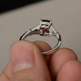 2ct Cushion Cut Red Garnet Engagement Ring 14k White Gold Over Split Shank Women