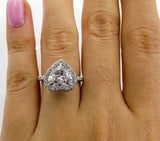 4Ct Heart Cut Diamond Hidden Halo Solitaire Engagement Ring 14K White Gold Over