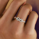 Infinity Knot Twist Engagement Ring 1ct Round Cut Diamond 14k White Gold Finish