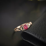 0.75Ct Oval Cut Pink Ruby Heart Design Shank Solitaire Ring 14K Rose Gold Finish