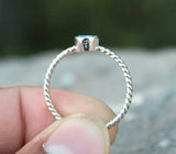 0.7ct Engagement Ring Round Cut Blue Topaz Twist Solitaire 14k White Gold Finish