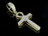 2.2ct Round Cut VVS1D Diamond Egyptian Ankh Cross Pendant 14k Yellow Gold Finish