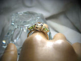 2.5ct Round Diamond Trilogy Engagement Ring 14k White Gold Over Peridot Accents