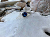 1ct Engagement Ring Round Cut Sapphire Bezel Set Solitaire 14k White Gold Finish