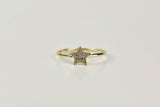 0.3ct Engagement Ring Round Diamond Star Shaped Minimalist 14k Yellow Gold Over