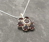 2.7ct Red Garnet Pendant Round Cut Cluster Design 14k White Gold Finish NO CHAIN