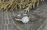 1.6ct Round Cut Diamond Engagement Ring 14k White Gold Over Halo Solitaire Women