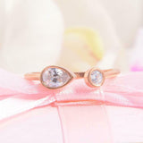 1ct Pear Cut VVS1D Diamond Engagement Ring Bezel Set Open 14k Rose Gold Finish