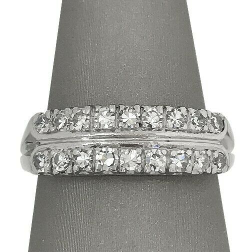 1Ct Round Cut Diamond Two Row Split Shank Wedding Band 14K White Gold Finish