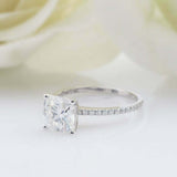 1.5ct Cushion Cut Diamond Engagement Ring Accents Solitaire 14k WhiteGold Finish