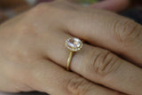 2ct Oval Cut Peach Morganite Engagement Ring 14k Yellow Gold Over Halo Solitaire