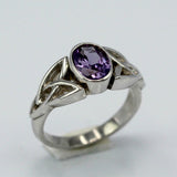 2ct Oval Purple Amethyst Engagement Ring Celtic Trinity Knot 14k White Gold Over