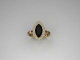 1.7ct Marquise Cut Black Diamond Engagement Ring Halo 14k Yellow Gold Finish