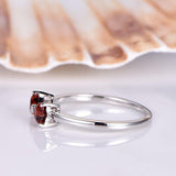 Heart Cut Red Garnet Bow Design Engagement Ring Valentine 14k White Gold Finish